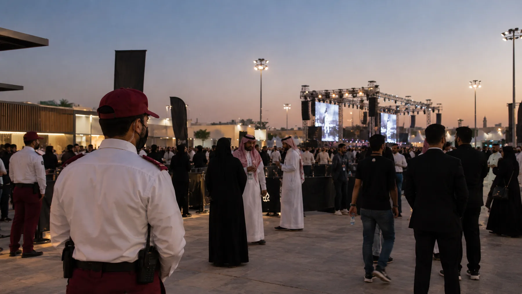 Security personnel overseeing a festival and event environment